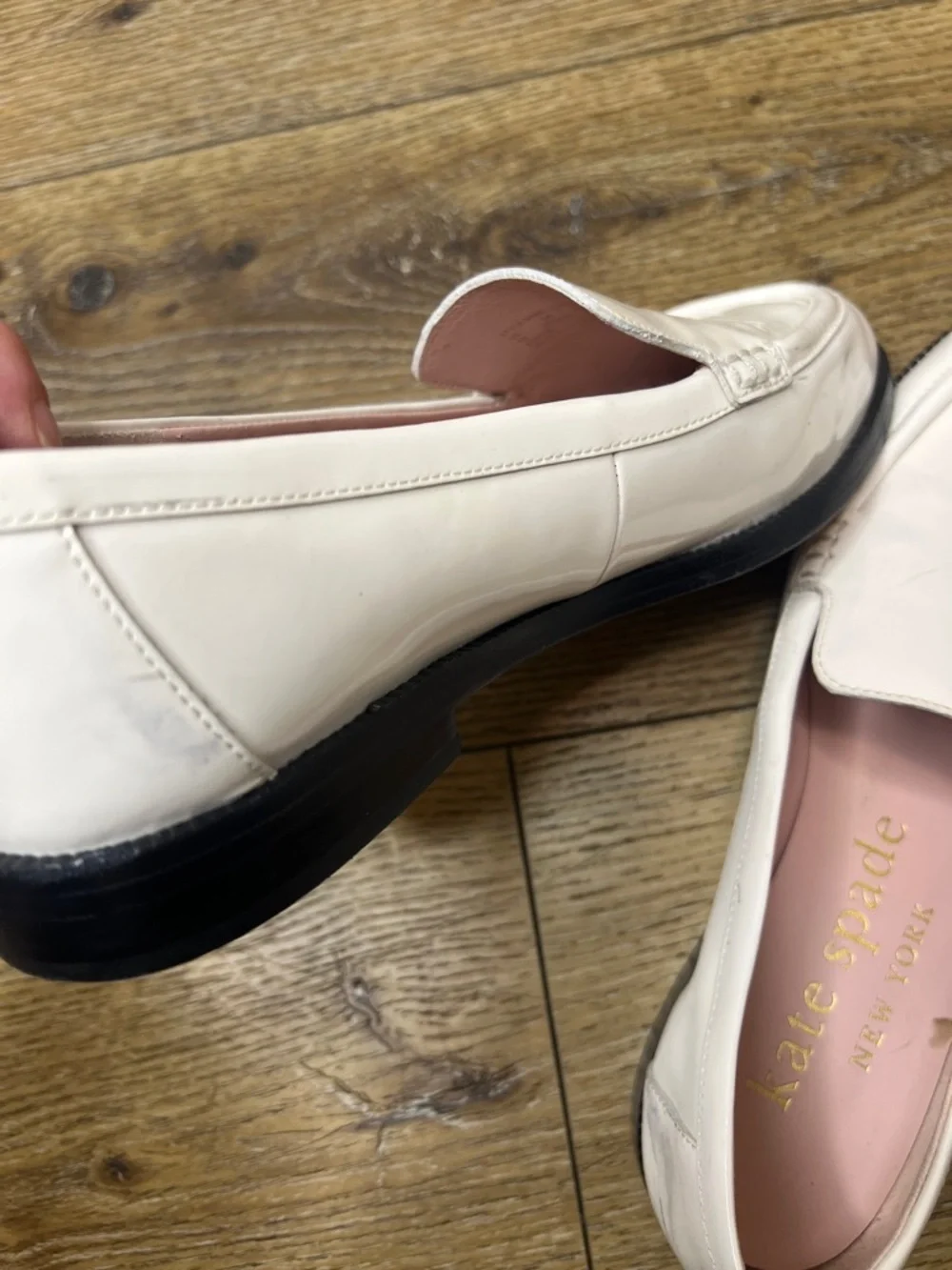 Kate Spade Lori White Patent Leather Loafers size 8B